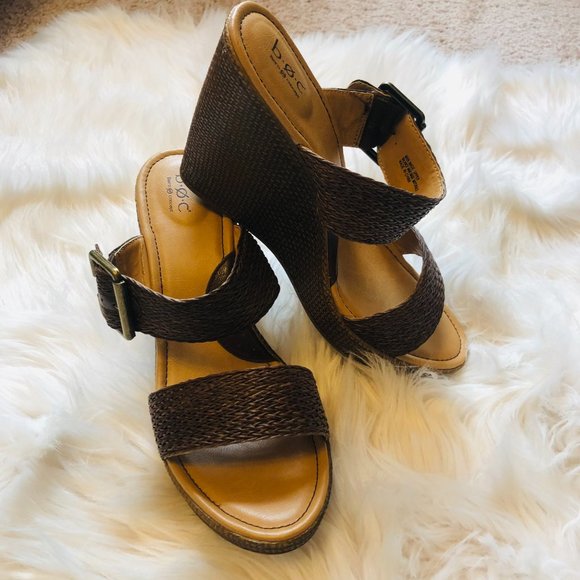 BOC Born Concept Brown Woven Wedge Sandals - Picture 2 of 10
